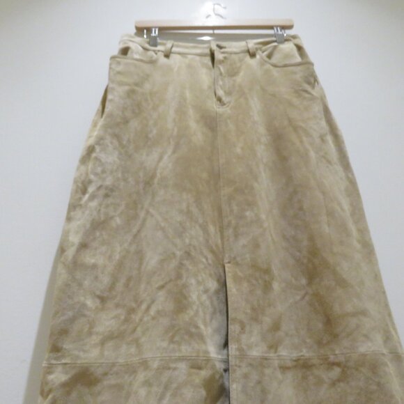 VINTAGE EDDIE BAUER Seattle Suede Washable Leather Midi Skirt Sz 10 Boho Granola - Picture 8 of 14